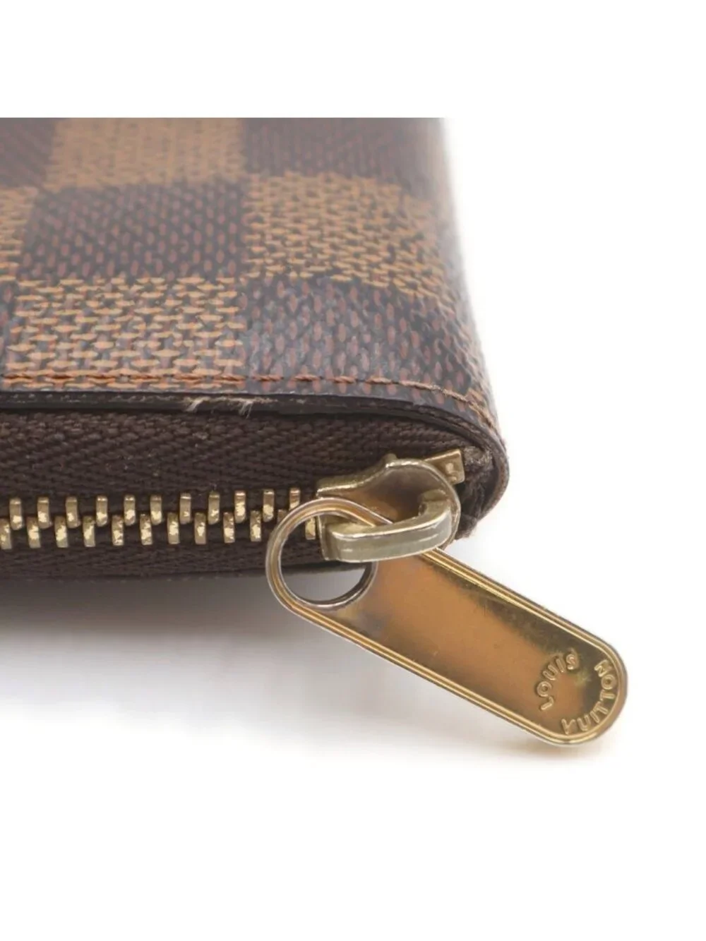 Louis Vuitton Damier Zippy Coin Purse Leather Brown